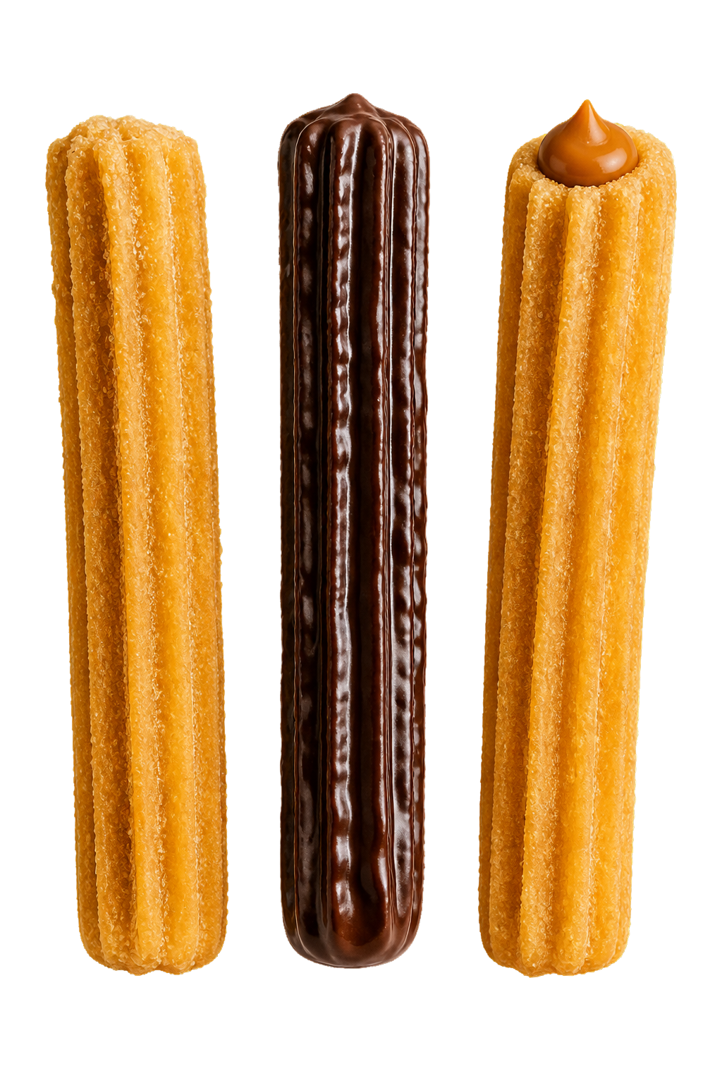 Churro clásico artesanal crujiente espolvoreado con azúcar