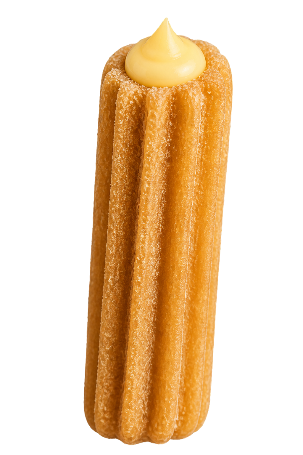 Churro artesanal con relleno suave de crema pastelera casera