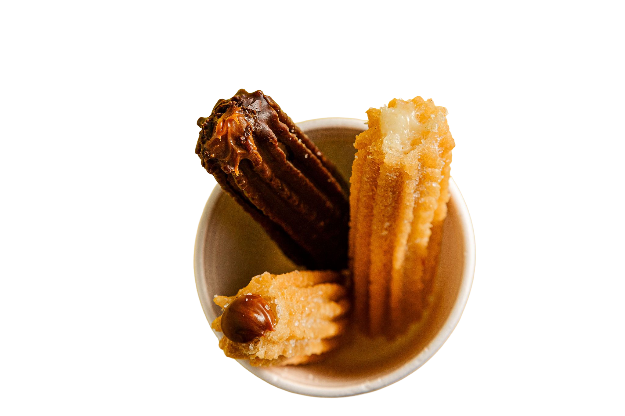 Vaso con churros artesanales crujientes recién preparados Churn